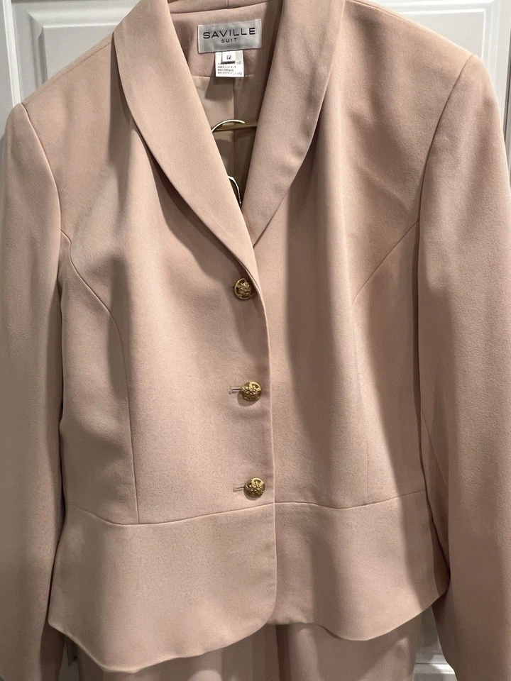 Traje Blazer Falda Rosa Pálido Vintage Saville Años 90 Forrado Talla 12 Foto 2 de 4