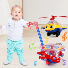 Baby Walker Hand Push Toy Plane Car Push-Along Walking Toy for Toddlers