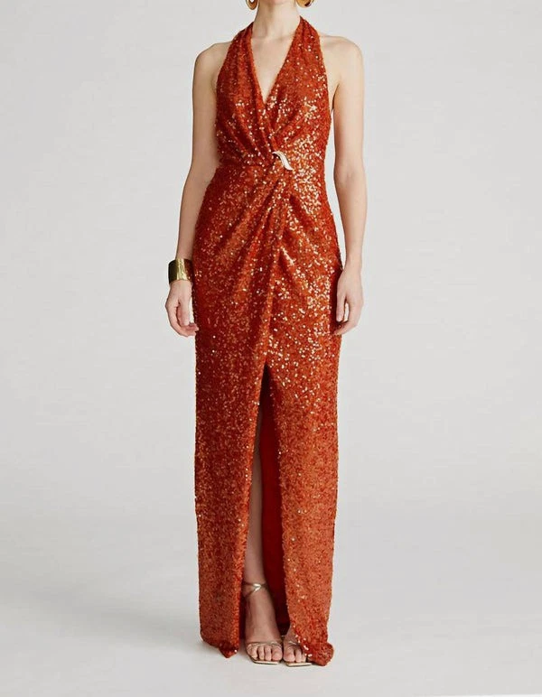 strapless open back dress Sparkly V Neck Orange Mermaid Long Prom Dresses, Sparkly V Neck Orange –  Eip Collection main image 1