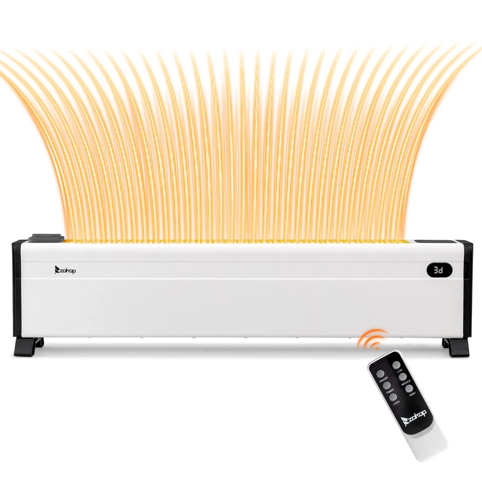 32'' Electric Baseboard Heater with Remote & Timer,1500W Convection Space Heater