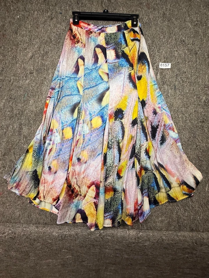 Женская юбка Anthropologie трапециевидная миди акварель абстрактный принт с подкладкой размер 2 - Изображение 2 из 4