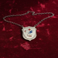 Vintage German Red Cross Medal Necklace, DRK Birkenfeld Das Rote Kreuz