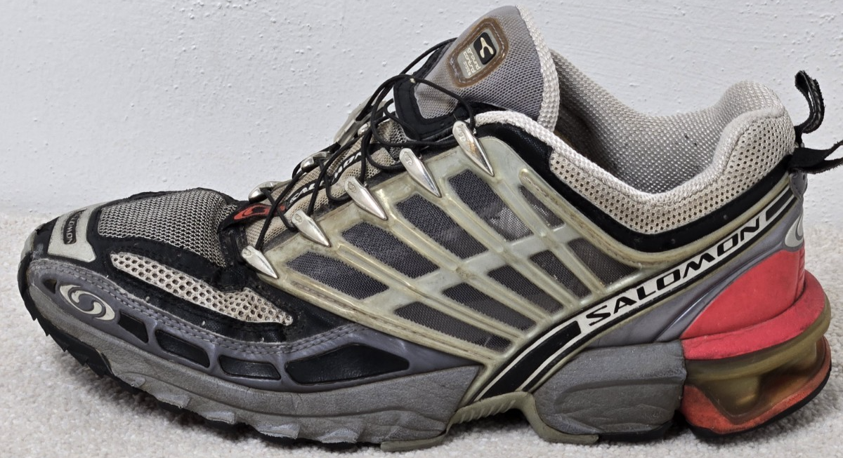 scarpe salomon uomo 10 5 ACS pro advanced running grigio nero rosso soletta ortolite