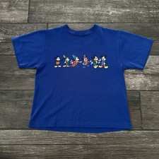 VTG DISNEY MICKEY MOUSE THROUGH THE YEARS BLUE TIMELINE T-SHIRT YOUTH S 6-7
