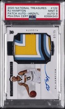 2020 NATIONAL TREASURES PATCH AUTO-HOR #122 RJ HAMPTON #/75 PSA 9 AUTO 9