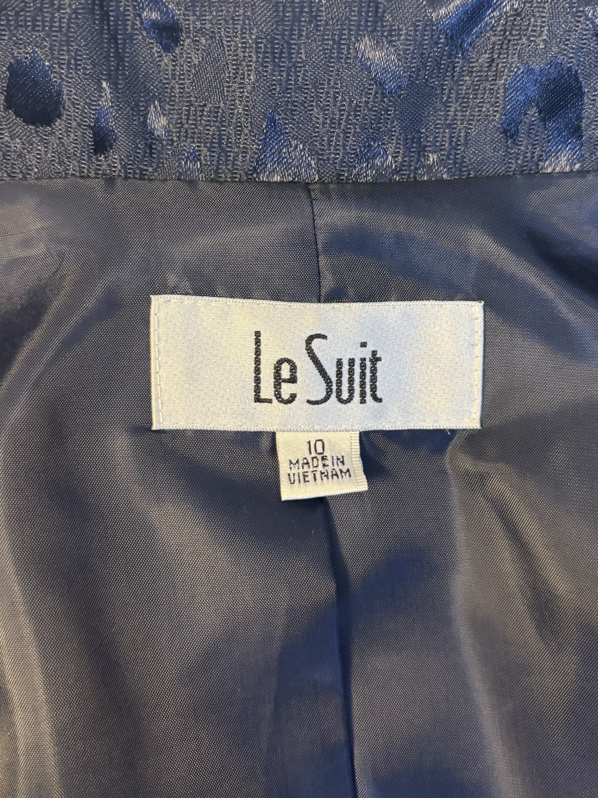 LE SUIT Majestic Courtyard Navy Blazer Skirt Set 10 Animal Print Office Business