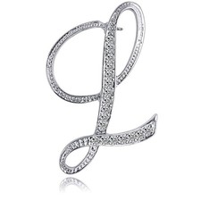 Letter Brooch Pins Initial Rhinestone Brooch for Women Crafts Silvery L