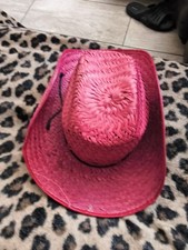 Vintage NOS 1950's child's straw hat cowboy or cowgirl red western
