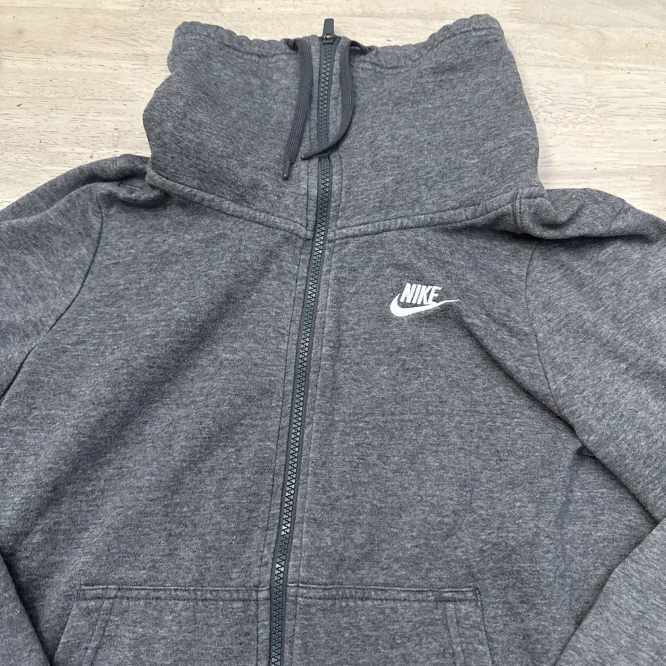 Sudadera con capucha cuello embudo Nike para mujer 895209-071 cremallera completa talla M gris Foto 3 de 4