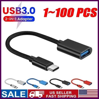 USB-C Type C Male to USB 3.0 Type A Female OTG Adapter Converter Cable Cord Lot