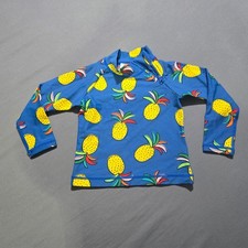 Hanna Andersson Kids Blue Pineapple Print Long Sleeve Rash Guard Swim Top Size 4