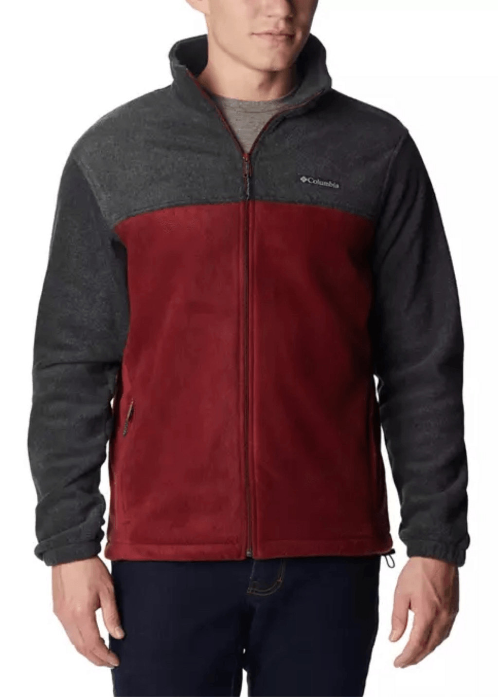 Columbia Granite  Mountain Full Zip 2.0 Fleece Jacket Size XL NWT Gray Maroon