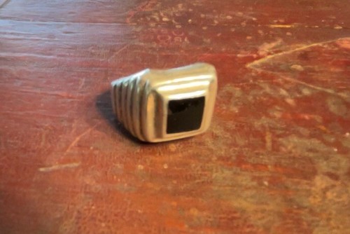 Vintage .925 Sterling Silver & Black Onyx Mens Pinky Ring Size 10 - Picture 3 of 6