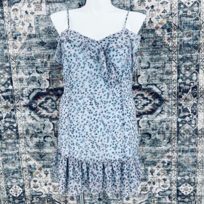 Lulus Sing Sweetly Light Blue Floral Print Mini Dress SIze XL