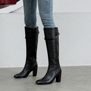 block heel stretch knee high boots