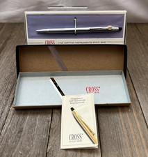 1982 Vintage Cross Classic Blue Ink 2502 Silver Ballpoint Pen Original Box JL