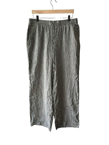 Gray Linen Blend Drawstring Waist 