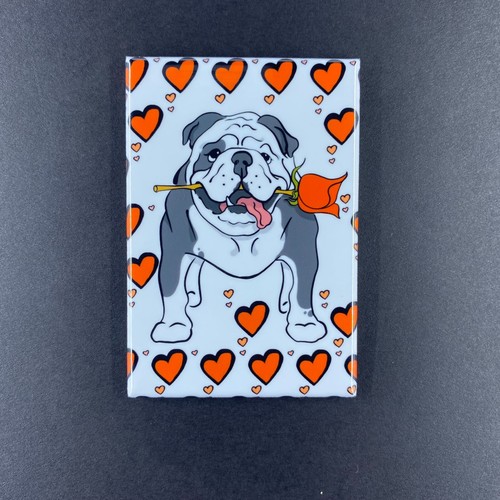 Black English Bulldog Rose Magnet Handmade Valentine's Day Dog Decor Gift 2x3" - Picture 8 of 17