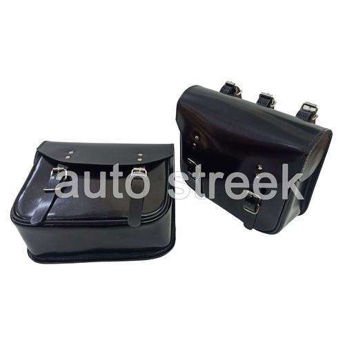 Alforjas de cuero negro brillante con montaje para Royal Enfield Shotgun 650 - Imagen 3 de 12