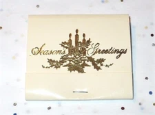 VINTAGE CHRISTMAS SEASONS GREETINGS GOLD METALLIC MATCHES MATCHBOOK MINT