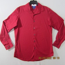 Apt.9 Shirt Mens 16-34/35 Red Premier Flex Slim Button Up Long Sleeve Casual Men