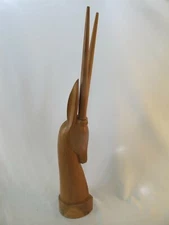 MCM Mid Century Modern Large Carved Wood GAZELLE Head Statue Sculpture