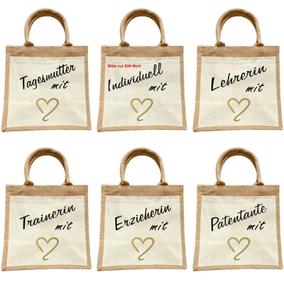 Jute Tasche mit individuellen Liebesbeweis Erzieherin Lehrerin uvm. mit Herz