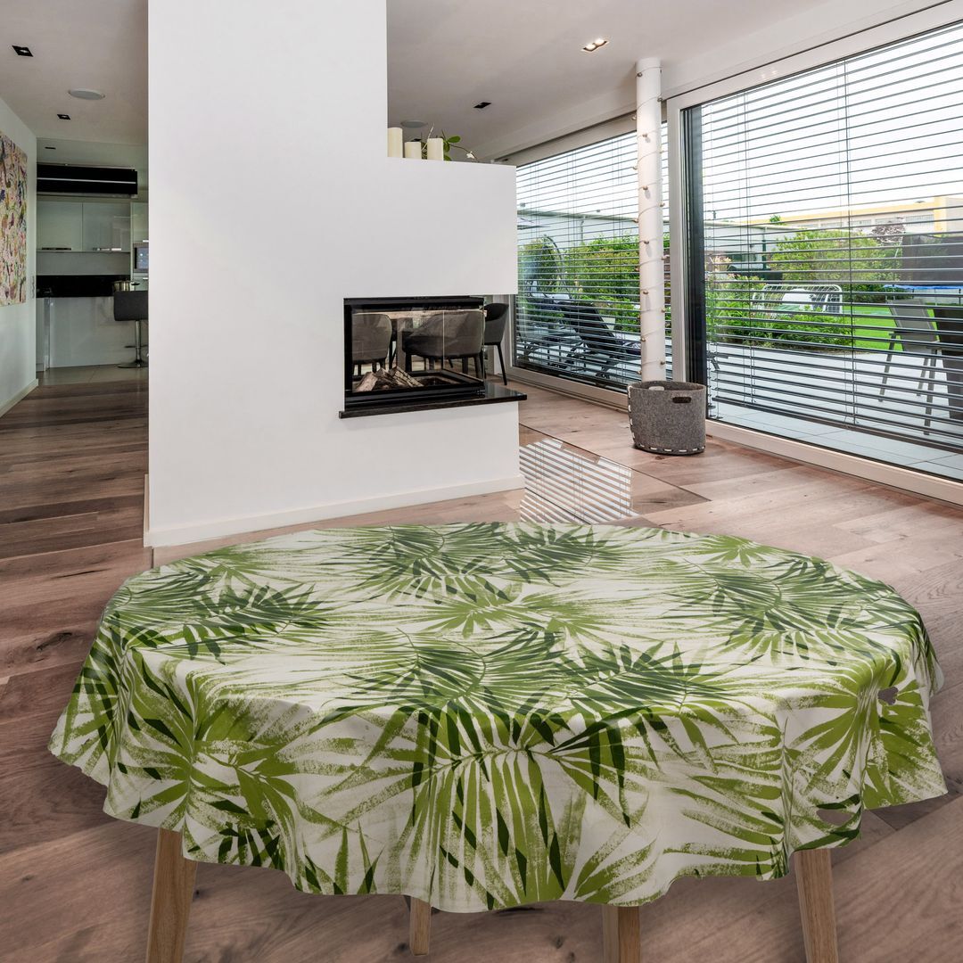 Laro Wachstuchtischdecke Rund 140 Cm – Blume Rot, Abwaschbar & Wetterfest – Für Garten, Küche Oder Balkon