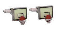 Manschettenkn&ouml;pfe Basketball Korb + Ball cremeweiss schwarz rot + Box MM0745