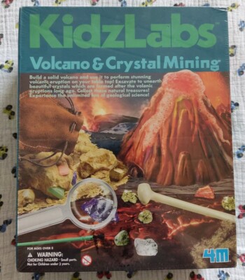KidzLabs Volcano Crystal Mining Vulkan Bastelset + Kristalle ausgraben 2in1 Set