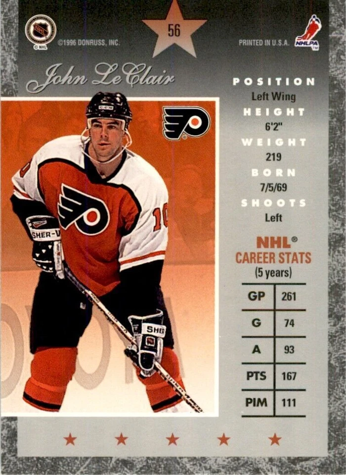 1996-97 Donruss Elite John LeClair . Philadelphia Flyers #56 - Image 2 of 2