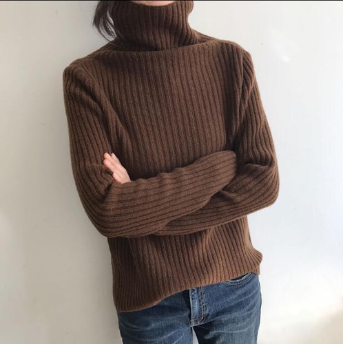 Womens Turtleneck Slim Fit Cashmere Camel Sweater Warm Knitwear Pullover Knit - Foto 2 di 14