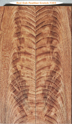 Outstanding Red Oak Feather Crotch knife scales #7393, 7 3/8'' x 2 5/16'' x 7/16''