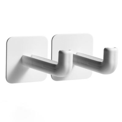 2Pcs Clothes Hanger soldes Hook Door Back Hook Rack Punch-free Wall (White)