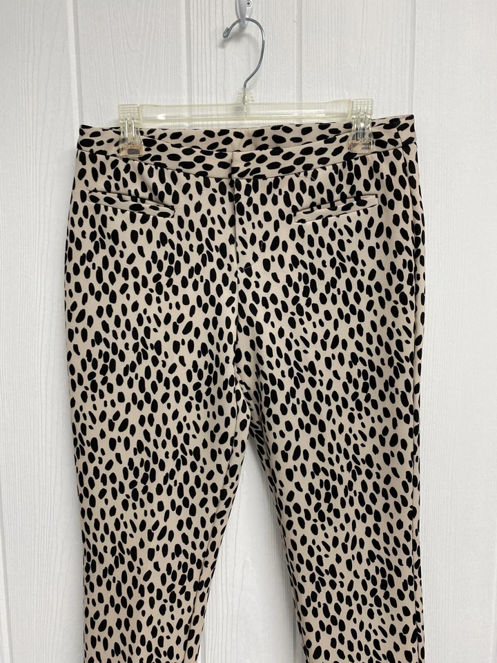 Bar III Mujer Pantalones de Vestir Animal Estampado Leopardo Crema y Negro Talla L Foto 3 de 4