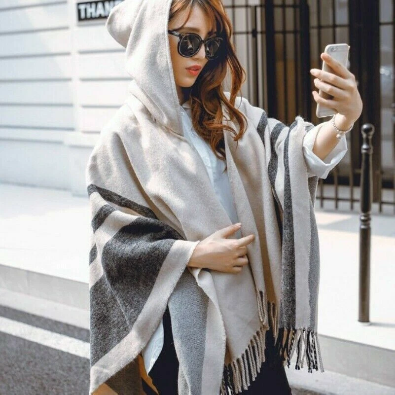 hooded wrap cape