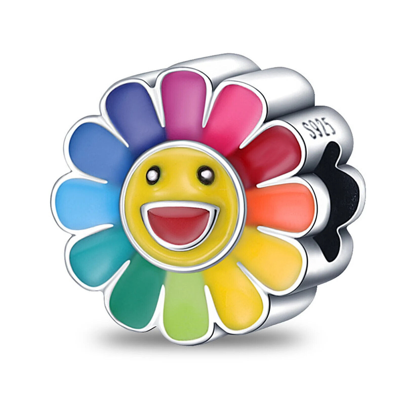 Rainbow Sunflower Sterling Silver 925 Charm Bead LGBTQ You Are My Sunshine