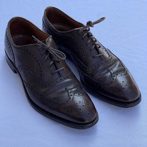 Alan McAfee Leather Wingtip Burgundy Oxford Brogue Shoes Men SZ 9B Made England.