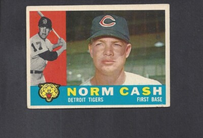 1960 TOPPS SET BREAK #488 NORM CASH-6--BV $40--TIGERS--NO CREASES--VG/EX