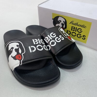 AUTHENTIC BIG DOG,  MENS Slides BIG DOG, COLOR Black W/ Big Dog Logo, US Size 10