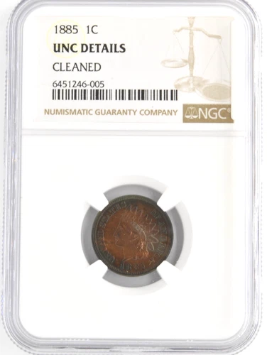 United States 1885 Indian Heat One Cent Philadelphia Mint NGC UNC Details Coin