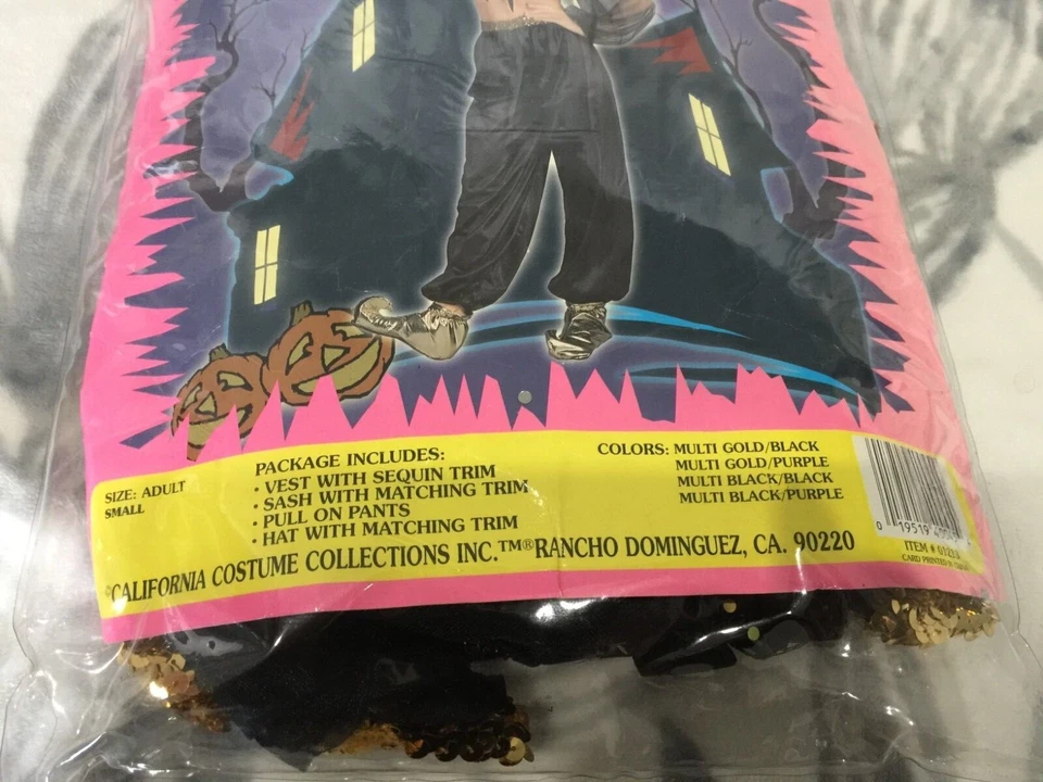 Genie Costume 3Pc Sequin Top Solid Poly Pants & Veiled Sequin Headband S NEW C6 - Image 2 of 4