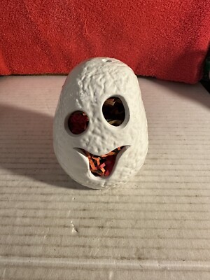 White Ghost Luminary Pottery Art Clay Candle Tealight Votive 5'' Dwk125