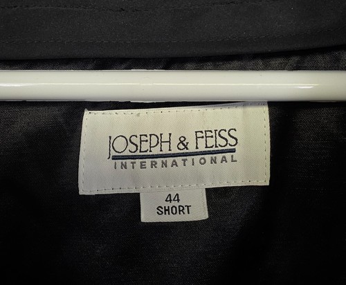 Joseph & Feiss Trench Coat Mens 44 Short Black Wool Lined Preppy Old Money Vtg - Picture 11 of 13
