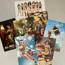 Artist AL RIO promo Postcards YOUR CHOICE - Pinup Risque Sexy, Wonder Woman