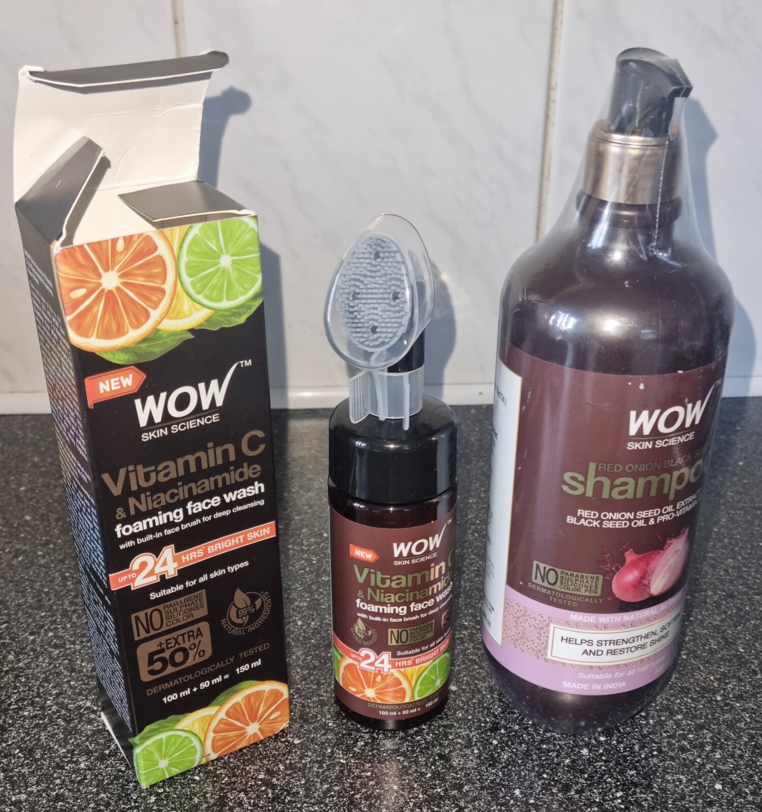 WOW Zwiebelshampoo mit rotem Zwiebelsamenöl Schwarzkümmel 600ml und Gesichtswasser