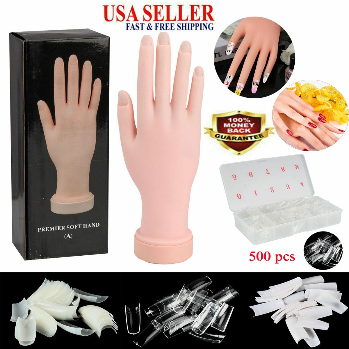 Tiardey Nagelmodell-Hand Aus Flexiblem Kunststoff – Zum Üben Von Nail Art & Maniküre