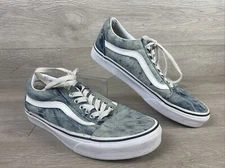 Vans Old Skool Skateboarding Shoes Mens 6.5 Womens 8 Denim Blue Acid