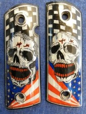 1911 FULL SIZE SKULL REAPER MOTHER OF PEARL INLAY GRIPS FAST USA SHIPPER