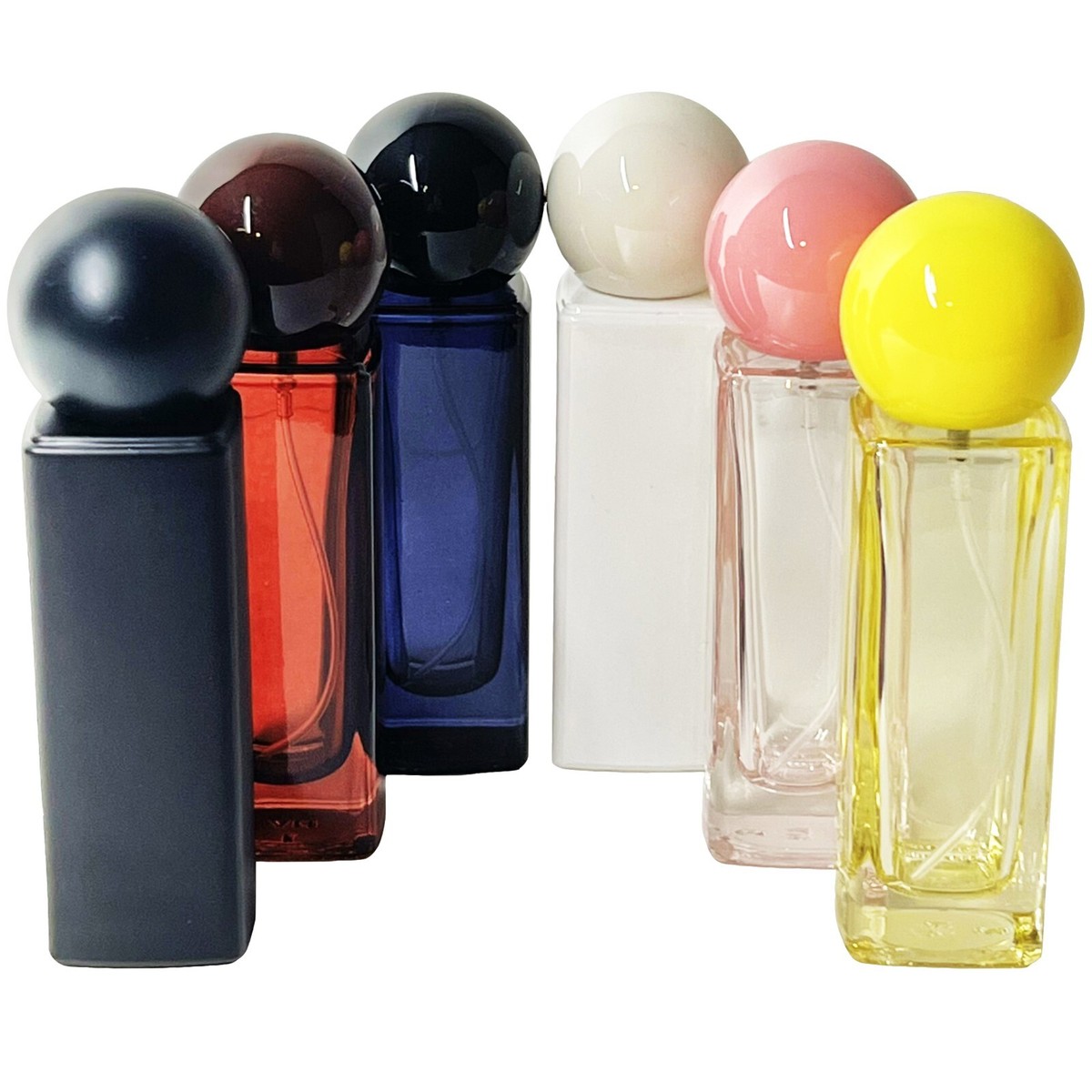 30ml 1oz empty perfume tall colored ball cap glass spray bottles